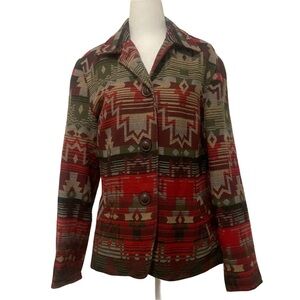 Coldwater Creek women’s Size 10 
Southwestern design Wool Blend Shacket Jacket